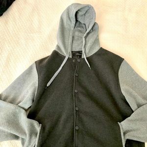 Men's Ring of Fire button-up hooded sweater.